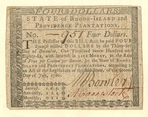 Colonial Currency - July 2, 1780 - Paper Money